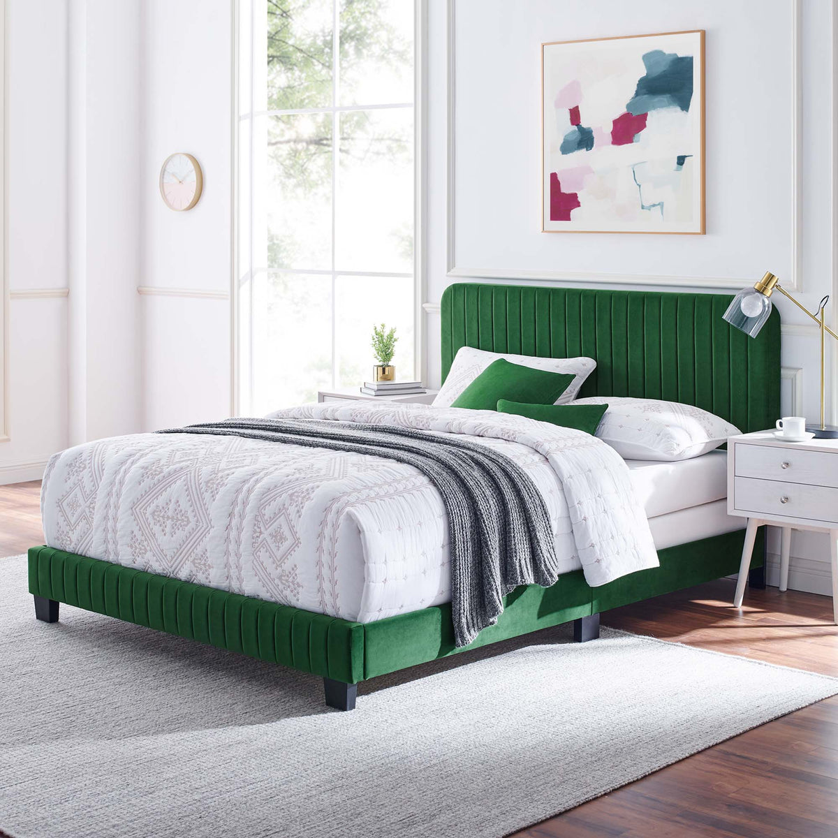 Celine Channel Tufted Performance Velvet Queen Bed by Modway