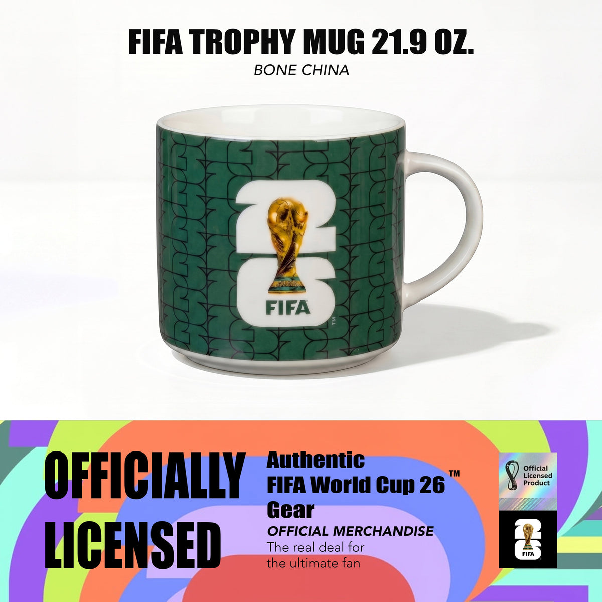 Atelier Sportif Official FIFA Trophy Mug 21.9 OZ./650 Ml Color Glaze New Bone China