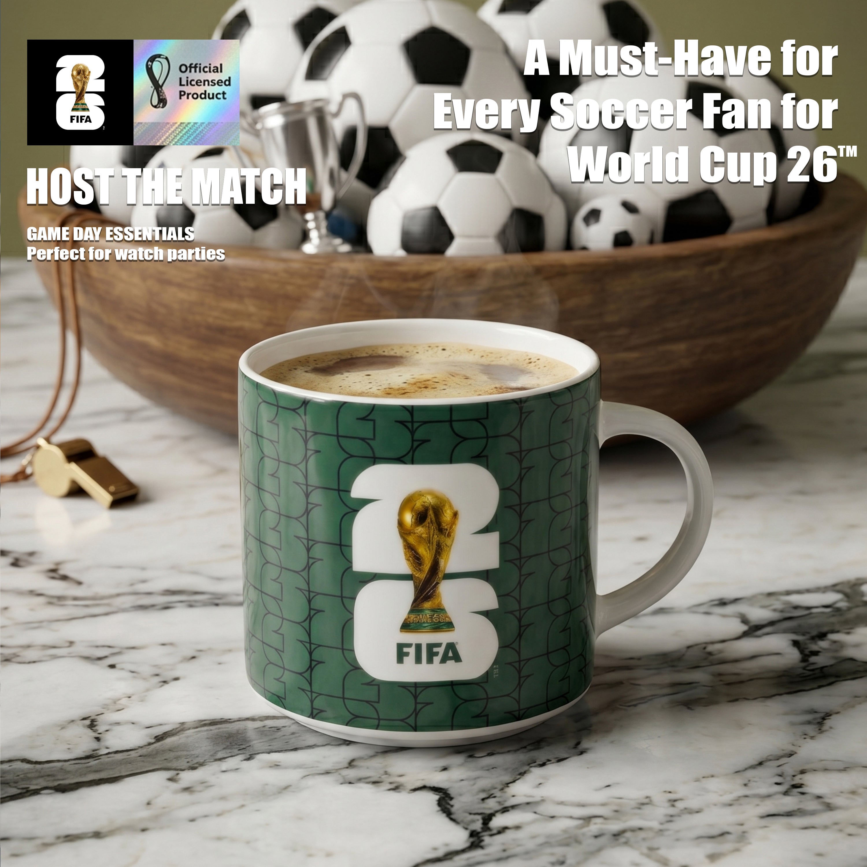 Atelier Sportif Official FIFA Trophy Mug 21.9 OZ./650 Ml Color Glaze New Bone China