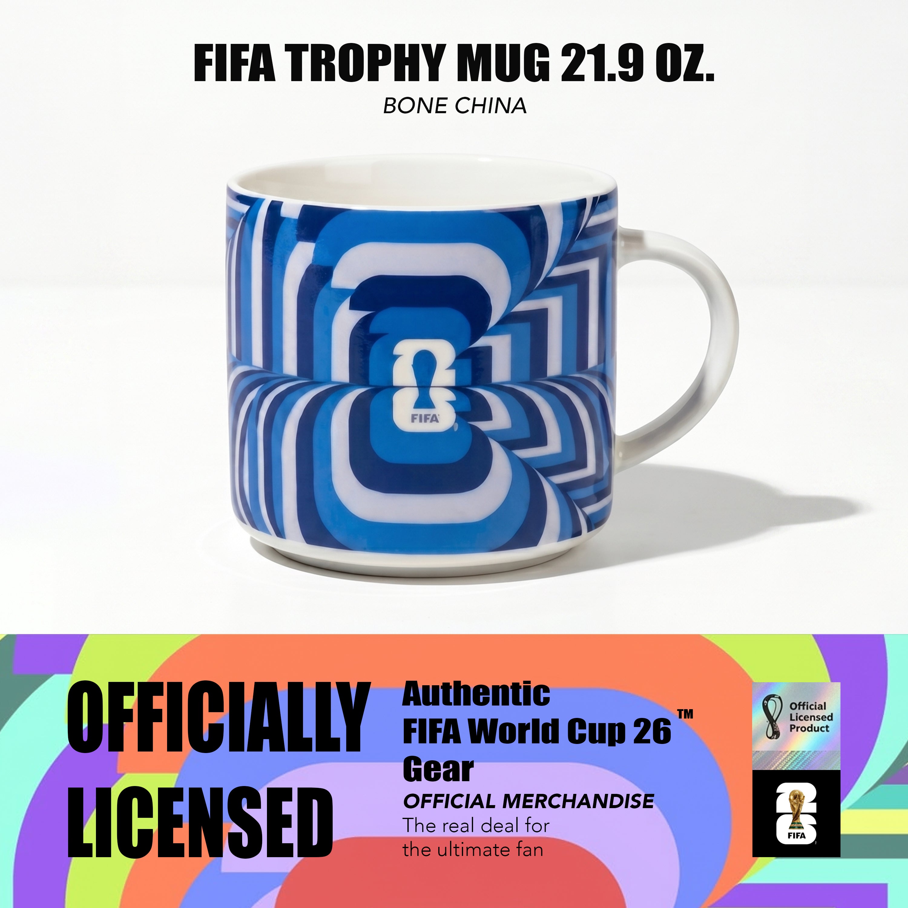 Atelier Sportif Official FIFA Trophy Mug 21.9 OZ./650 Ml Color Glaze New Bone China