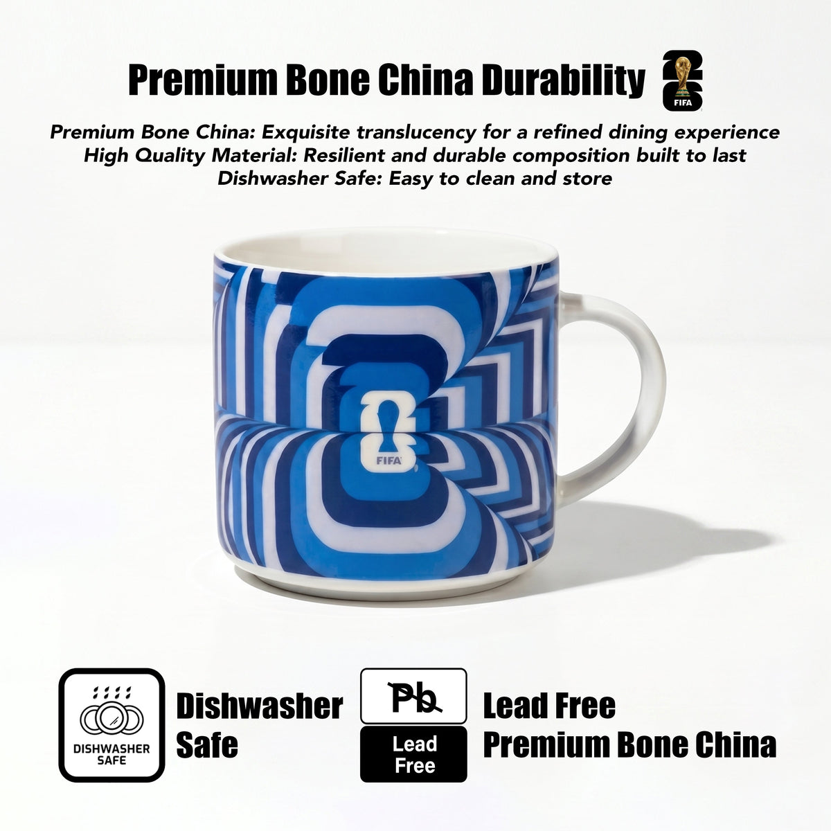 Atelier Sportif Official FIFA Trophy Mug 21.9 OZ./650 Ml Color Glaze New Bone China
