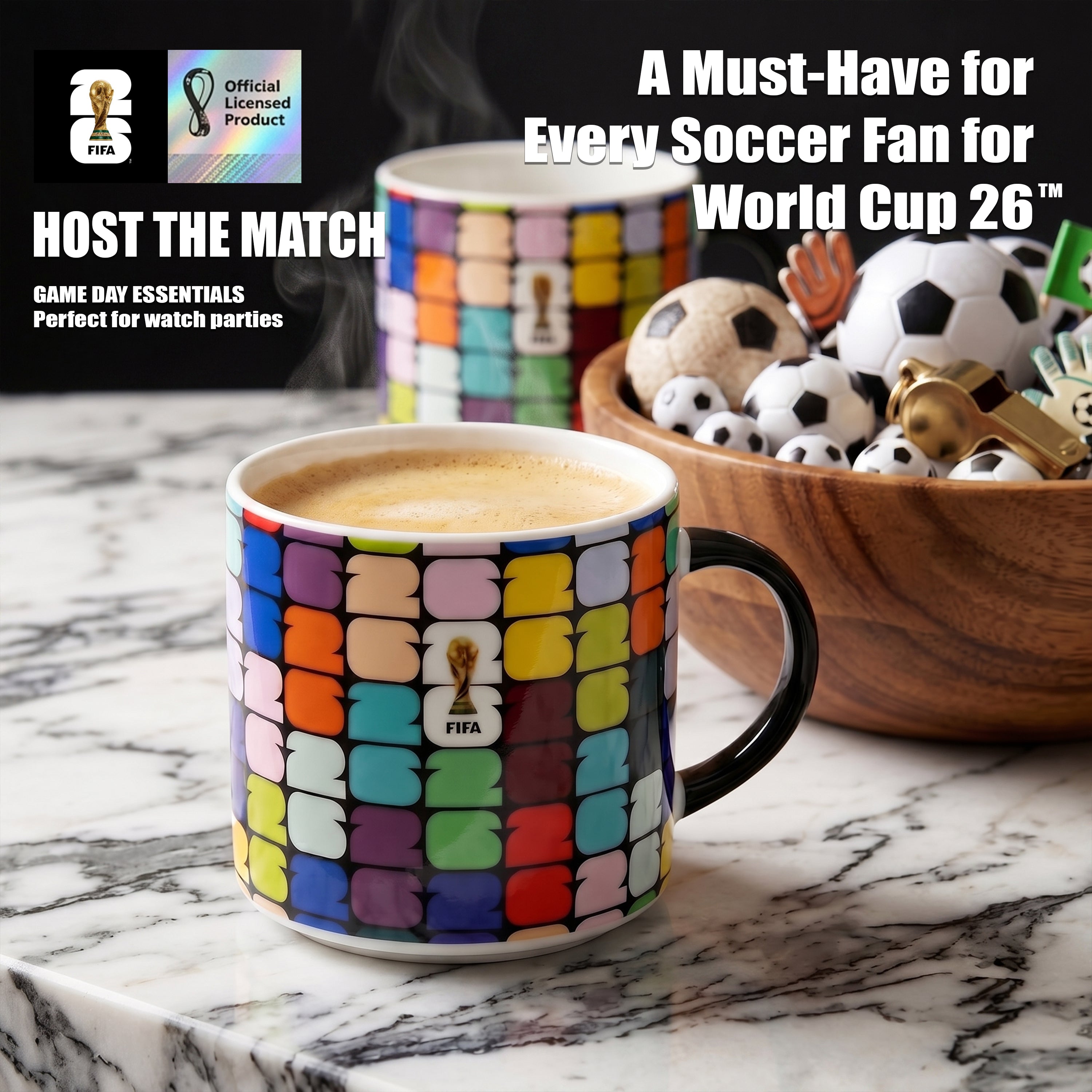 Atelier Sportif Official FIFA Trophy Mug 21.9 OZ./650 Ml Color Glaze New Bone China