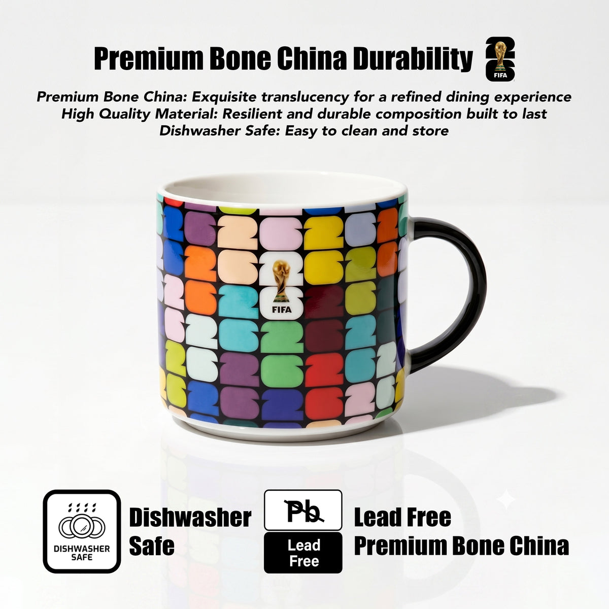 Atelier Sportif Official FIFA Trophy Mug 21.9 OZ./650 Ml Color Glaze New Bone China