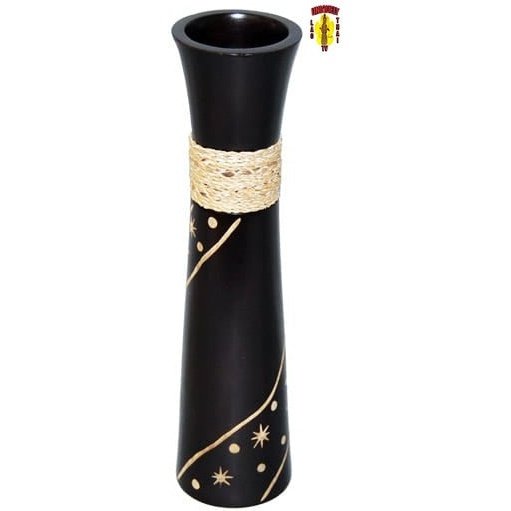 Mango Wood Vase String Wrap Design 12" Tall