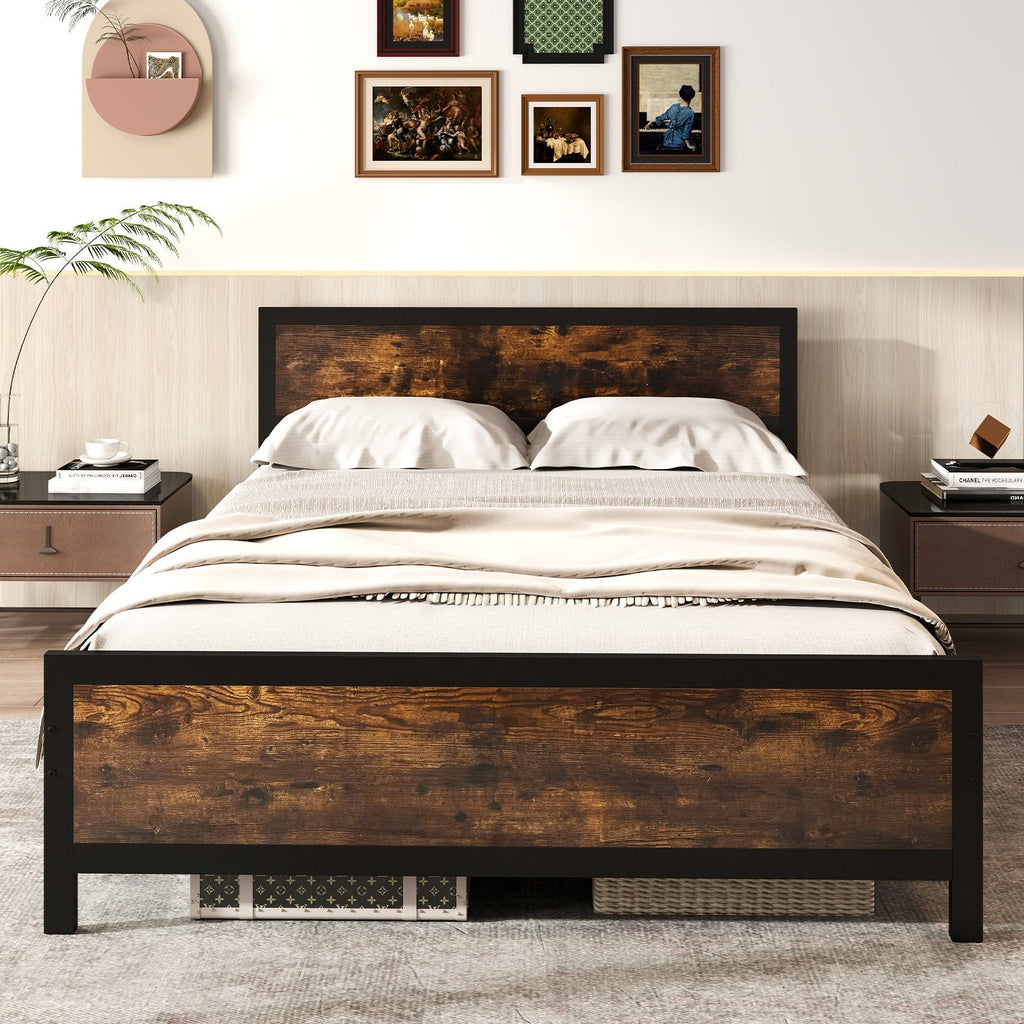 Metal Bed Frame with Headboard and Footboard