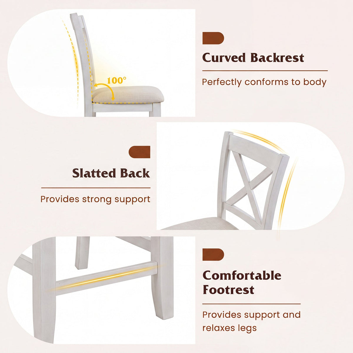 Counter Height Bar Stools with Cushion and Footrest