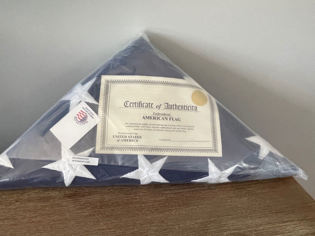 5 x 9.5 FT Official Memorial Burial American Flag large that it comes as pre folded.