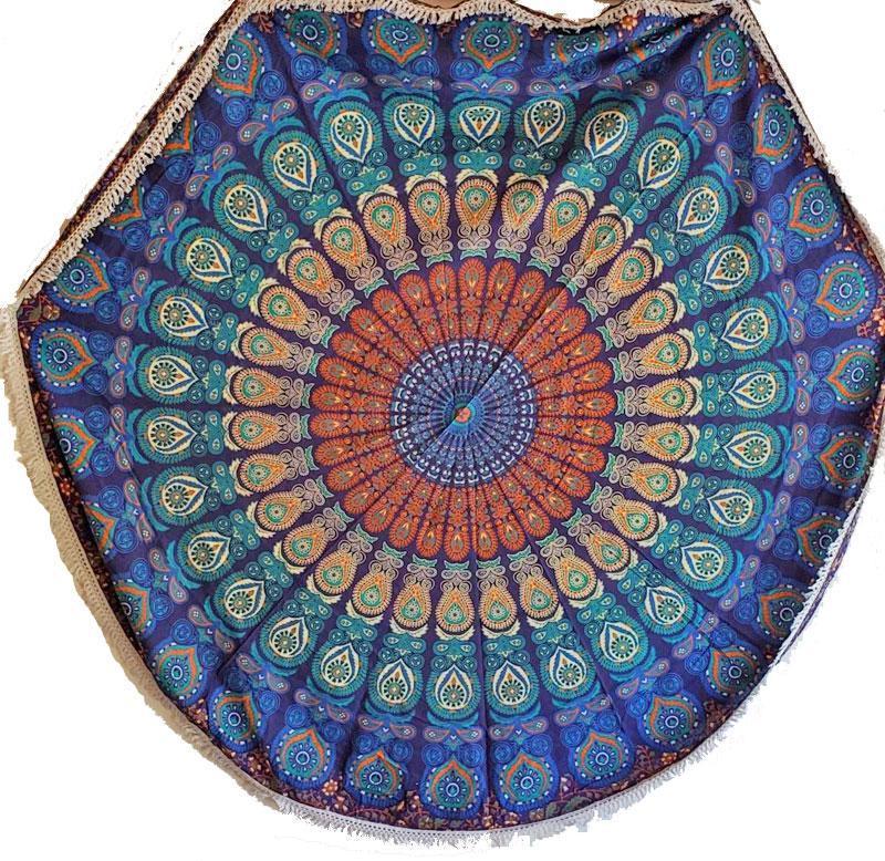 Beach Vibes Round Mandala Cotton Tapestry With Lace