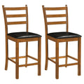 Rubber Wood Ladder Back Bar Stools Set of 2 24inch Counter Height Kitchen Island High Chairs