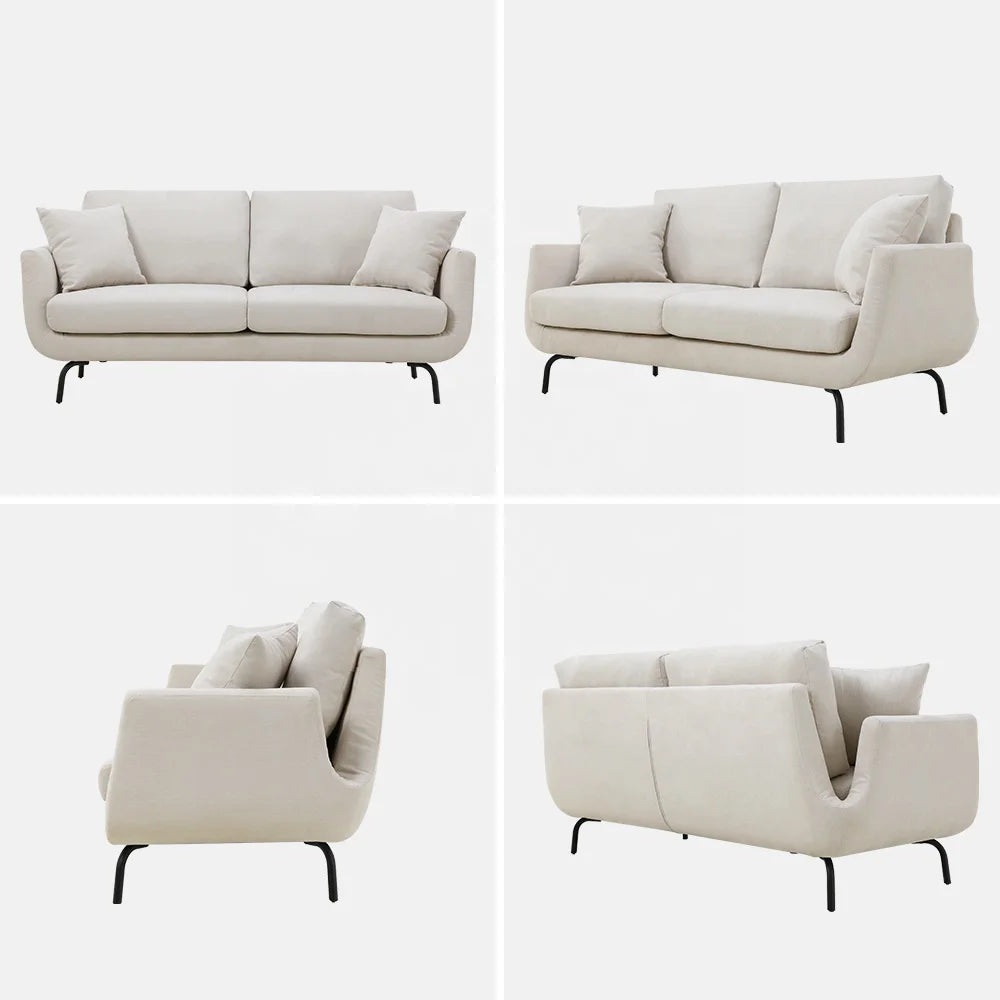 White Living Room 2 Seater Modern Nordic Scandinavian Upholstery