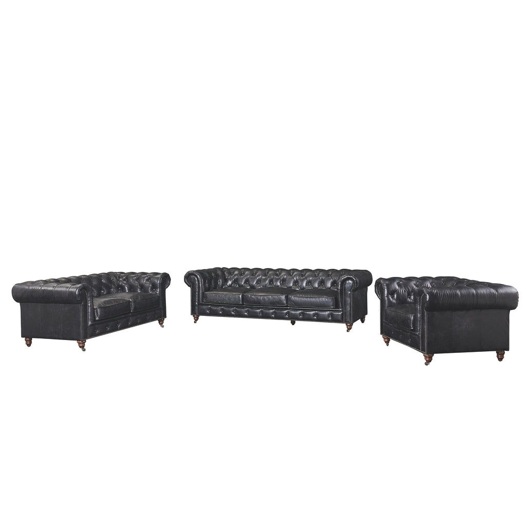 Century Chesterfield Arm Chair - Slate Leather