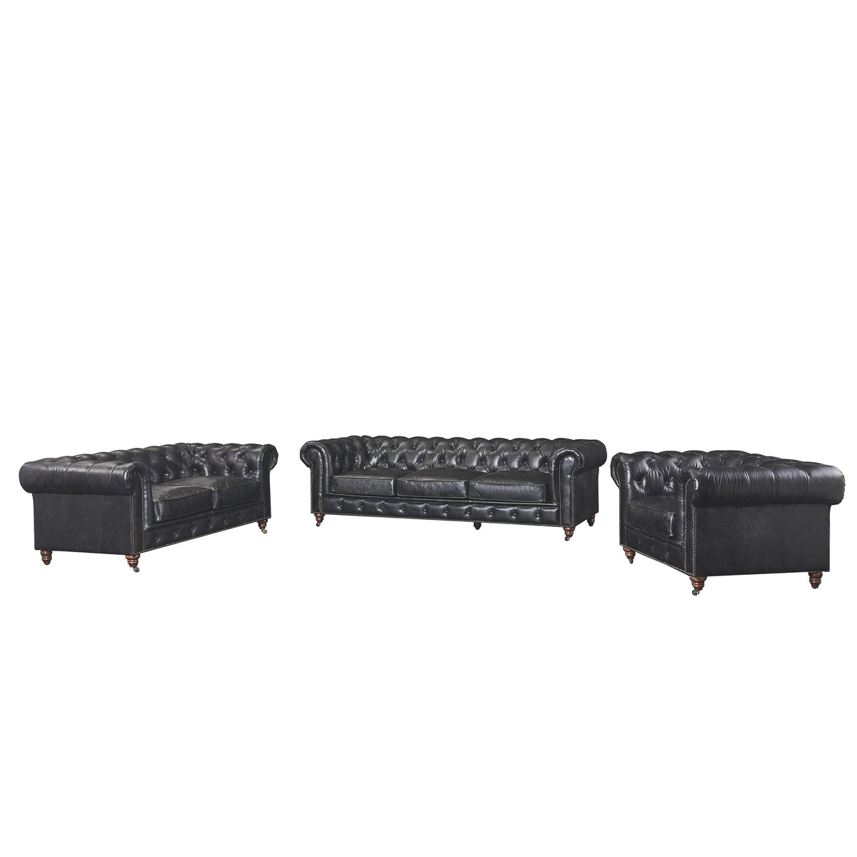Century Chesterfield Arm Chair - Slate Leather