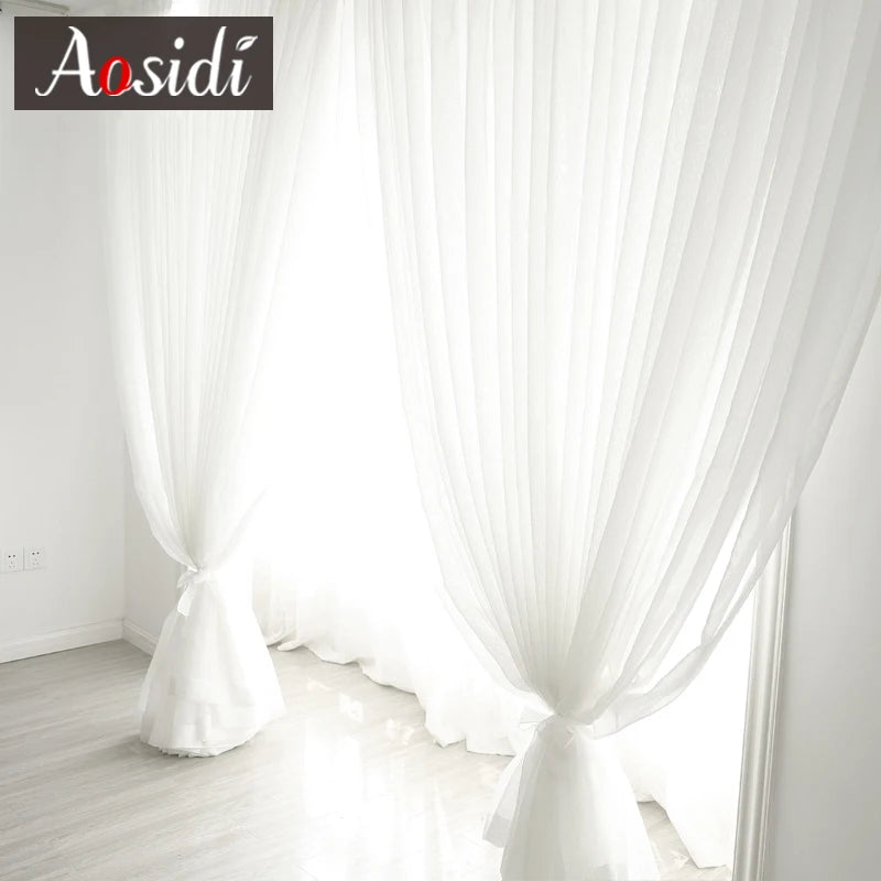 Hall White Tulle Sheer Curtains