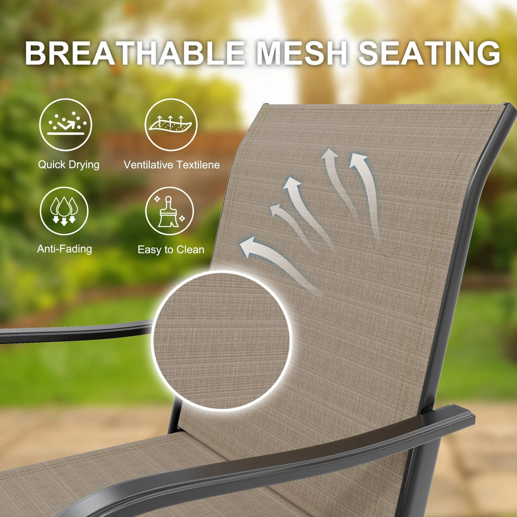 Set Of 2 All-Weather Swivel Bar Stools, 360° Rotating Outdoor Counter Height Chairs With High Back & Armrests For Deck Patio