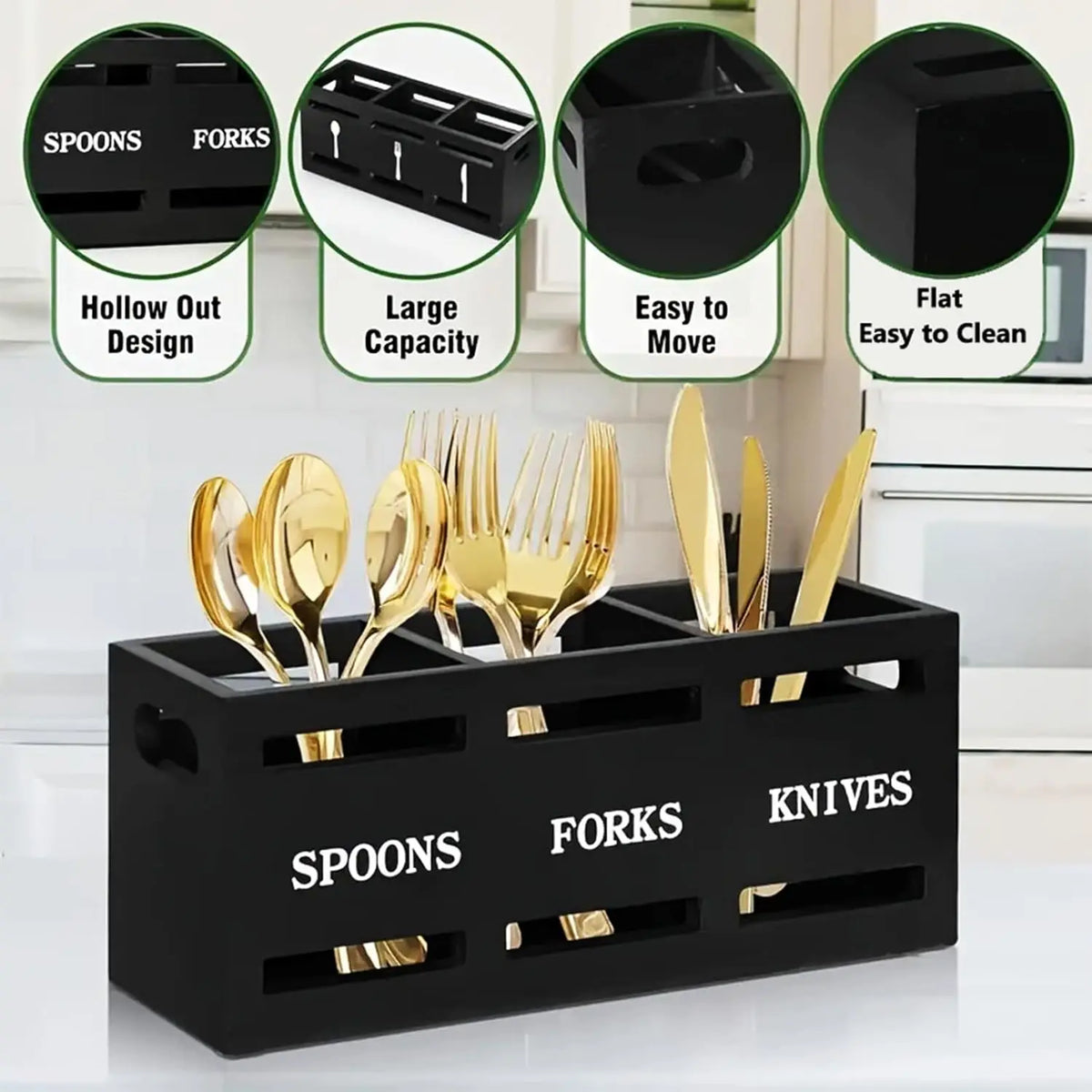 Wooden Utensil Holder Organizer