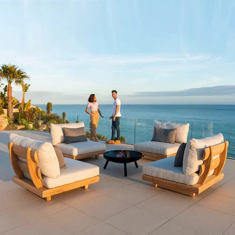 Stylish Outdoor Waterproof Teak Sofa Set