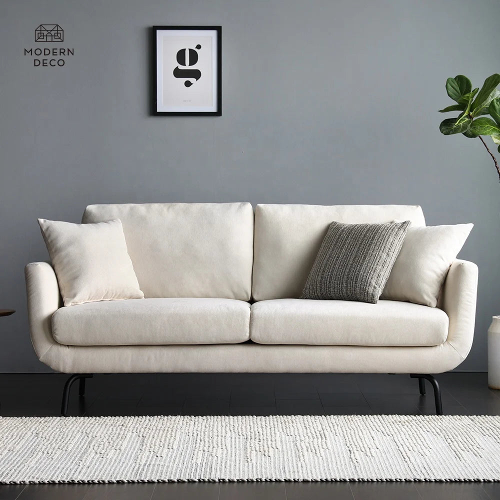 White Living Room 2 Seater Modern Nordic Scandinavian Upholstery