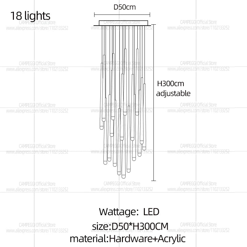 Modern LED Living Room Long Pendent