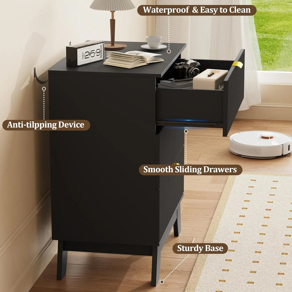 Fluted Nightstand Set