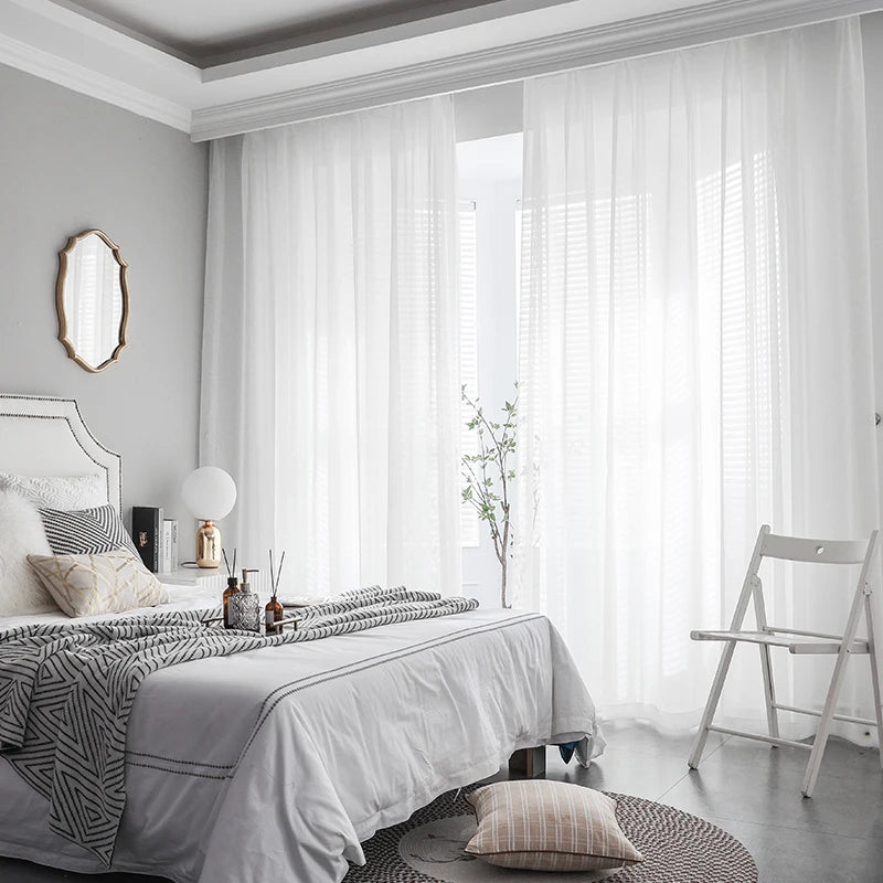 Hall White Tulle Sheer Curtains
