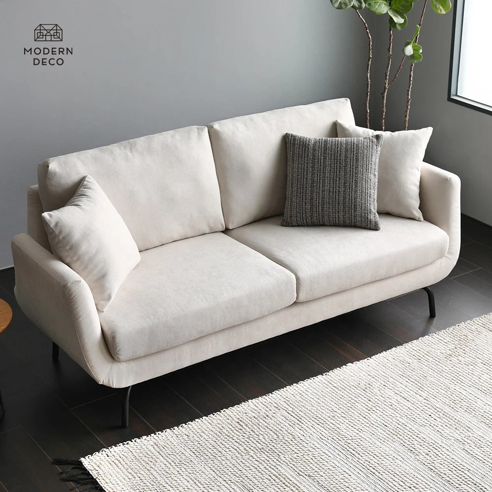 White Living Room 2 Seater Modern Nordic Scandinavian Upholstery