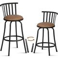 Open Box FurnitureR Adjustable Classic Barstools Set of 2, Country Style Bar Chairs with Back and Footrest Swivel Counter Height Bar Stools with Inter