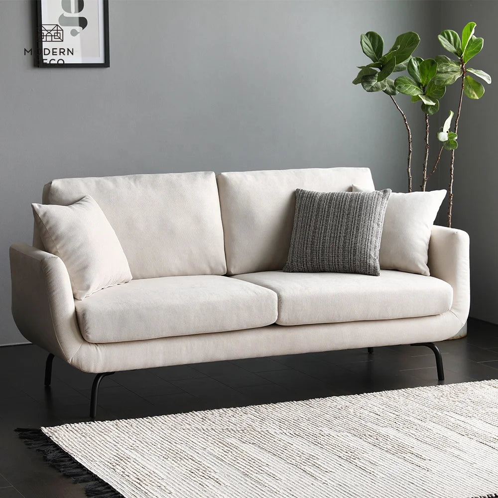 White Living Room 2 Seater Modern Nordic Scandinavian Upholstery