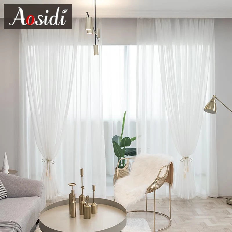 Hall White Tulle Sheer Curtains
