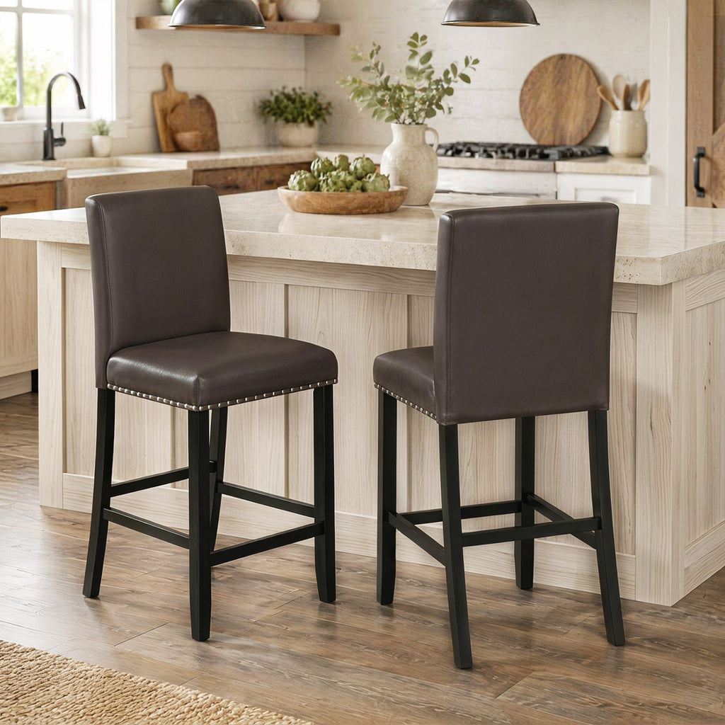 Bar Stools with Back Set of 2 - 25.5" Counter Height