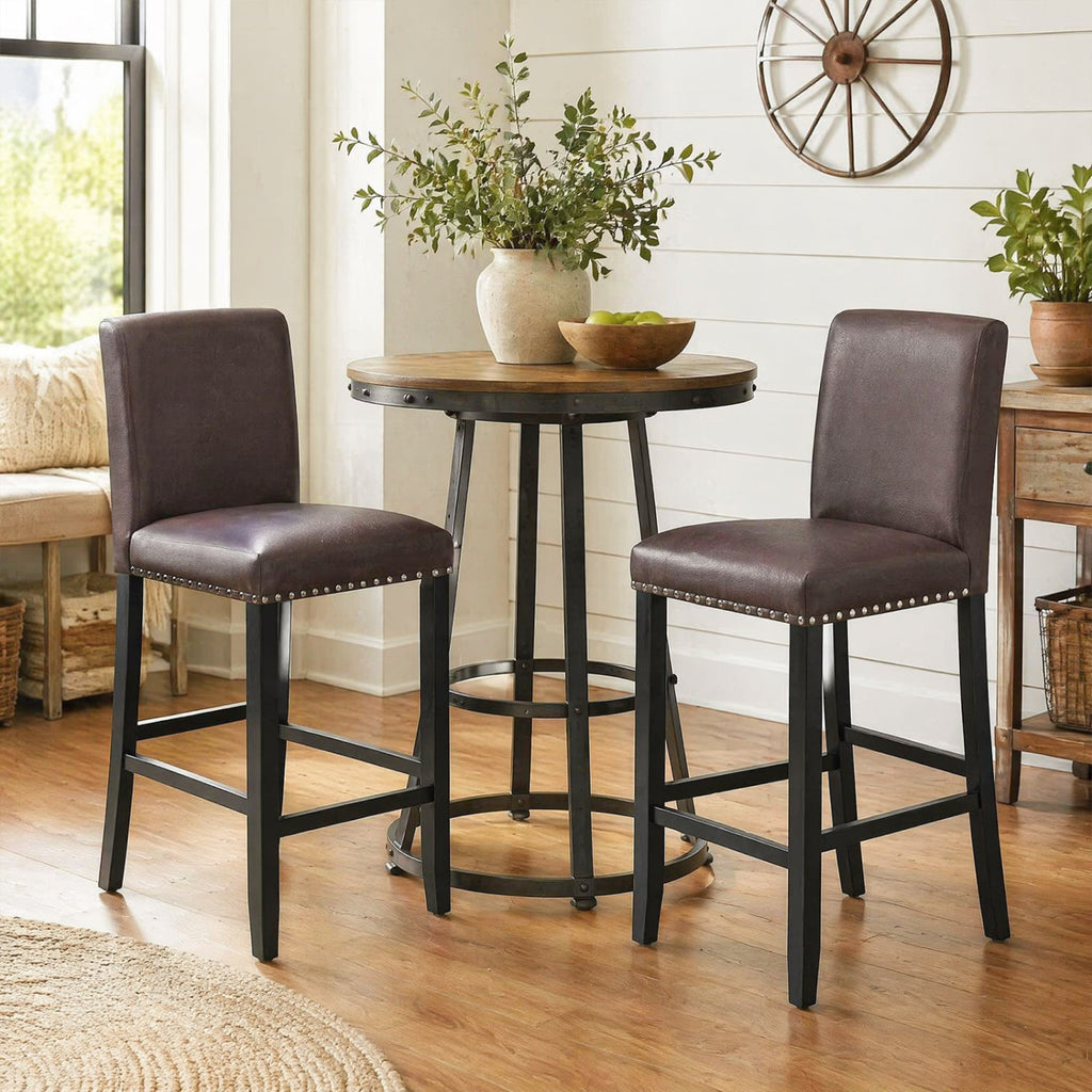 Bar Stools with Back Set of 2 - 25.5" Counter Height