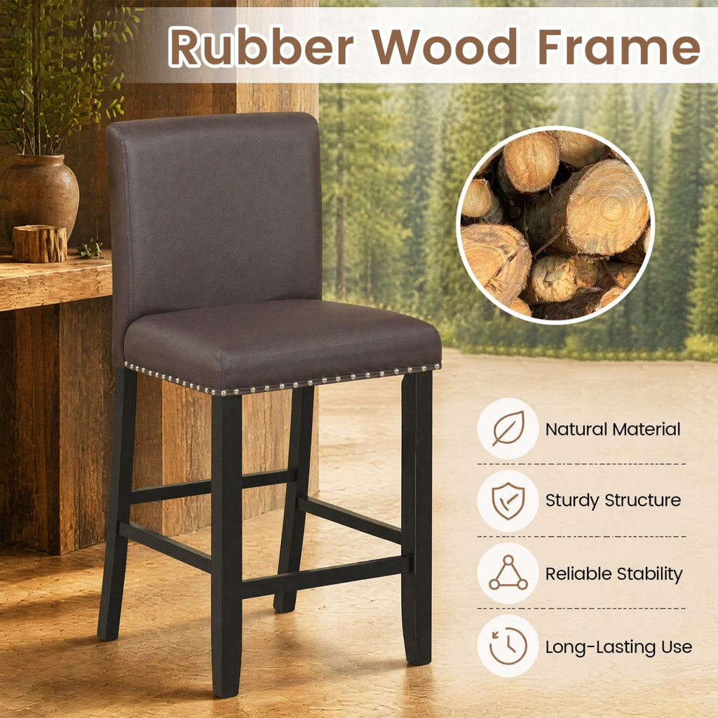 Bar Stools with Back Set of 2 - 25.5" Counter Height