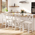Counter Height Bar Stools Set of 4 with Footrest - White