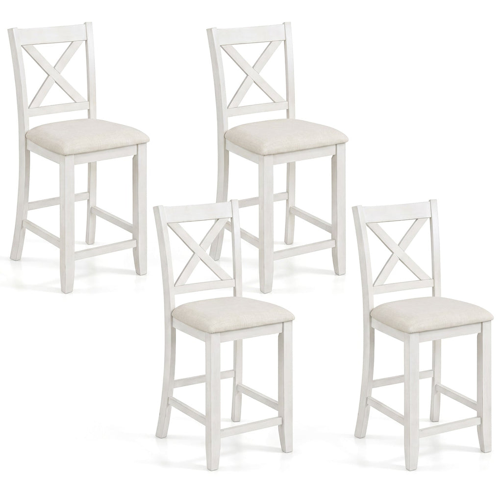 Counter Height Bar Stools Set of 4 with Footrest - White