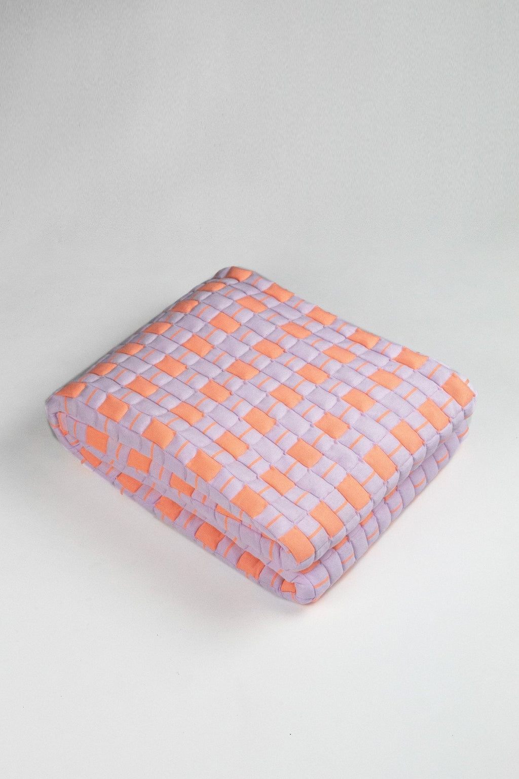 Backordered: Quilted Sujani Throw Blanket - Pastel Lilac and Neon Orange
