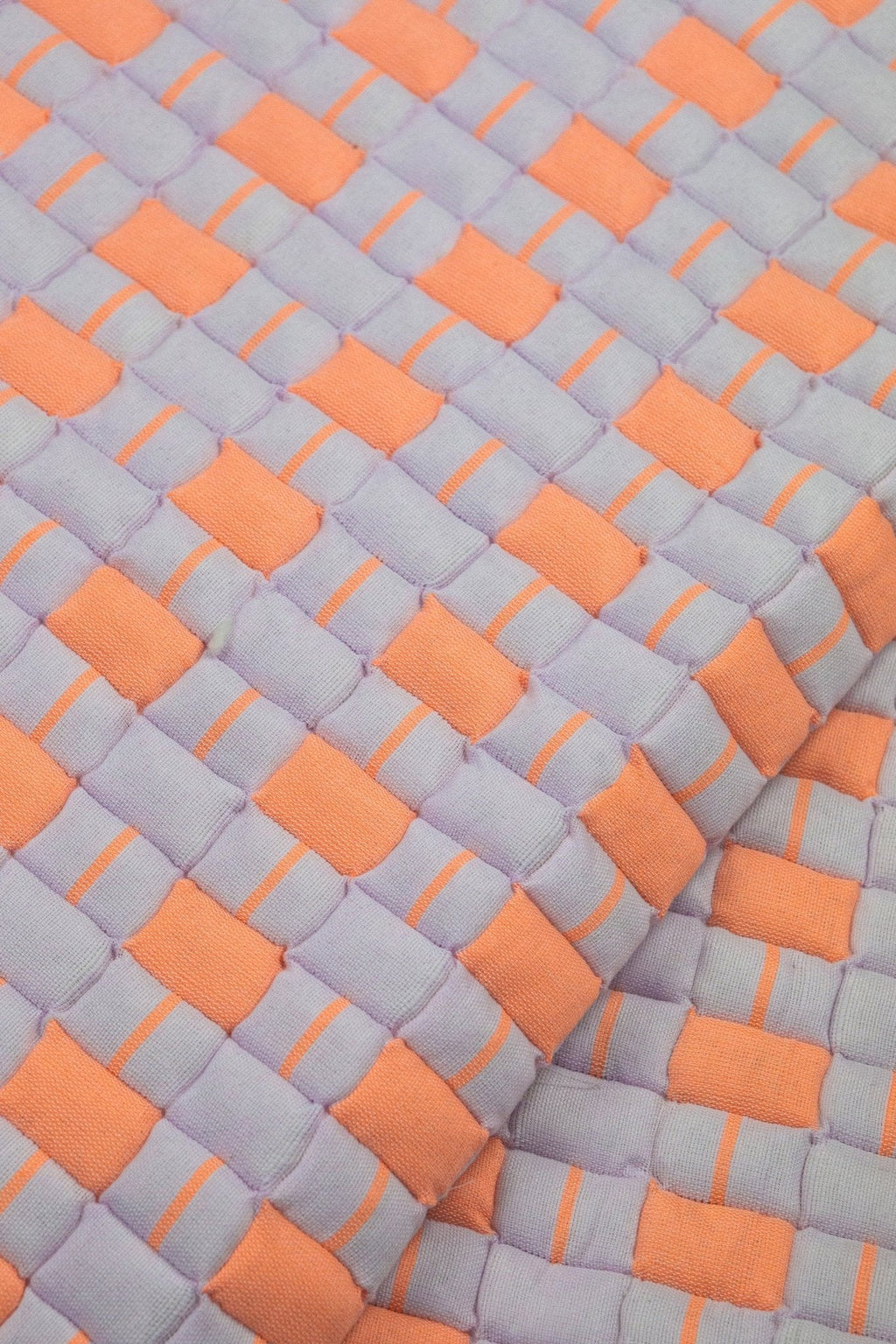 Backordered: Quilted Sujani Throw Blanket - Pastel Lilac and Neon Orange