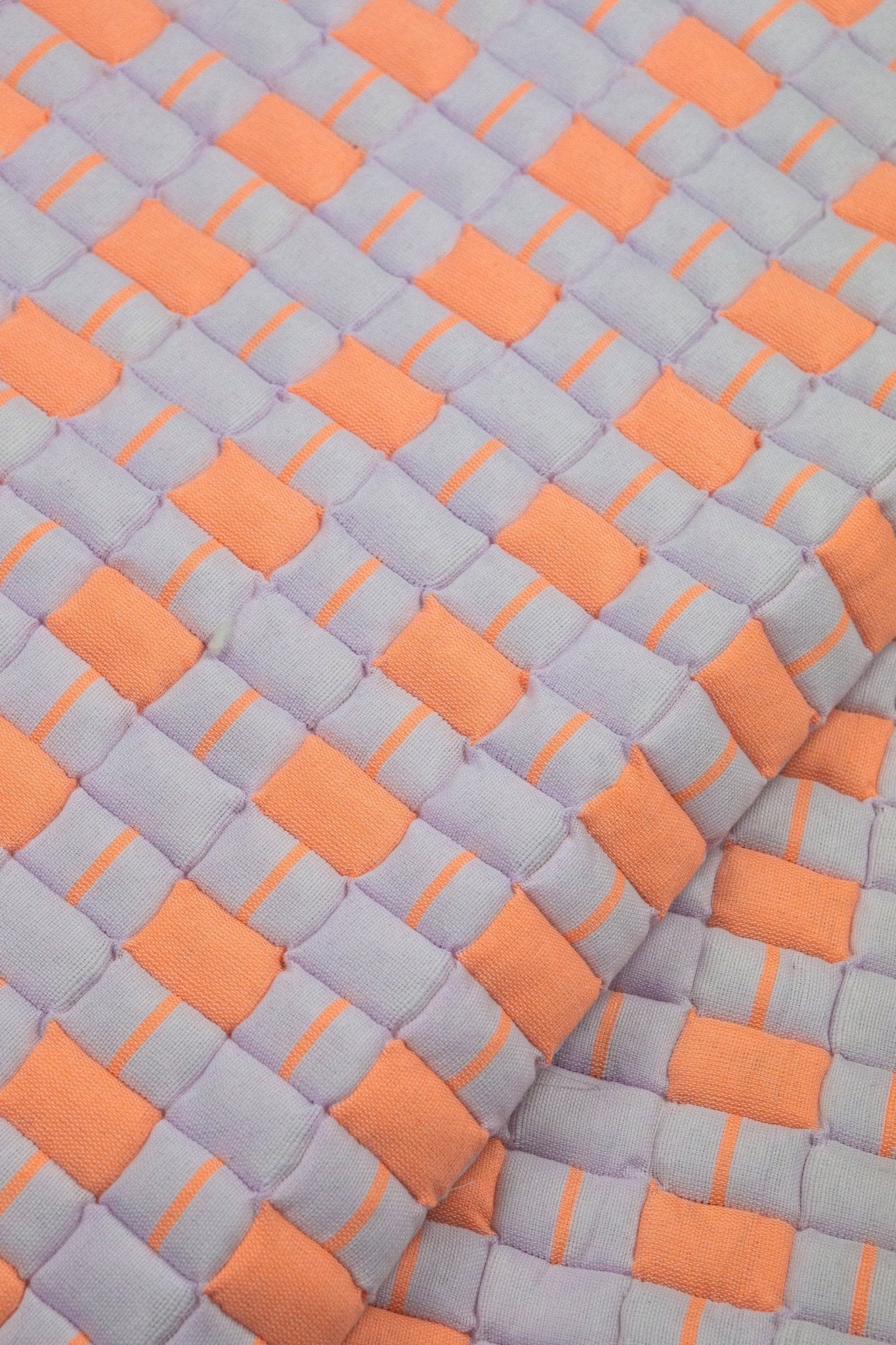 Backordered: Quilted Sujani Throw Blanket - Pastel Lilac and Neon Orange