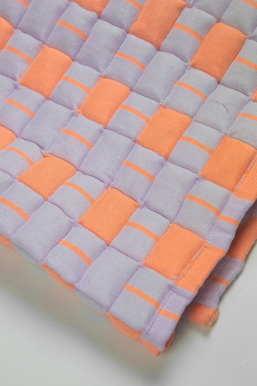 Backordered: Quilted Sujani Throw Blanket - Pastel Lilac and Neon Orange