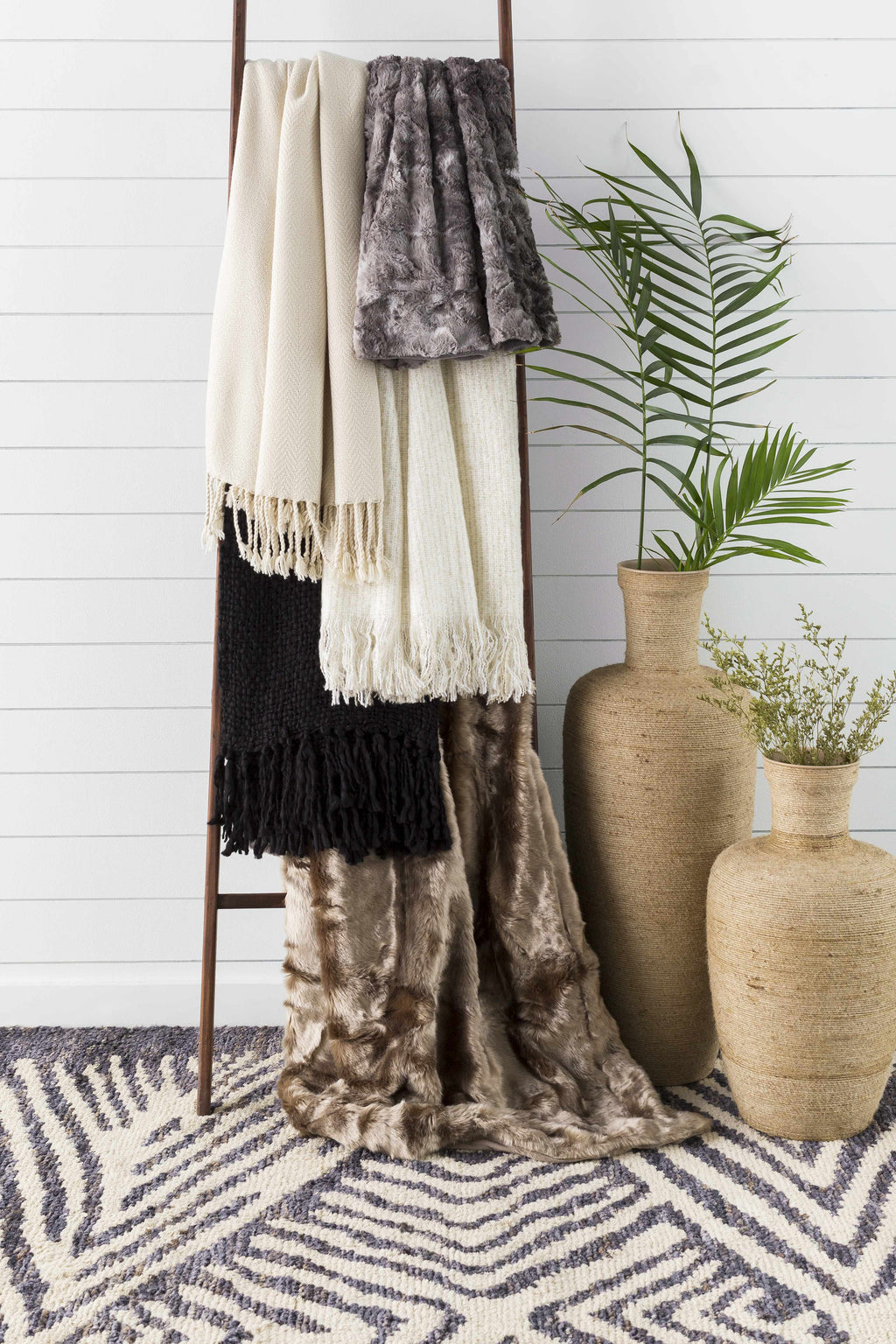 Black Faux Fur Throw Blanket - Clearance