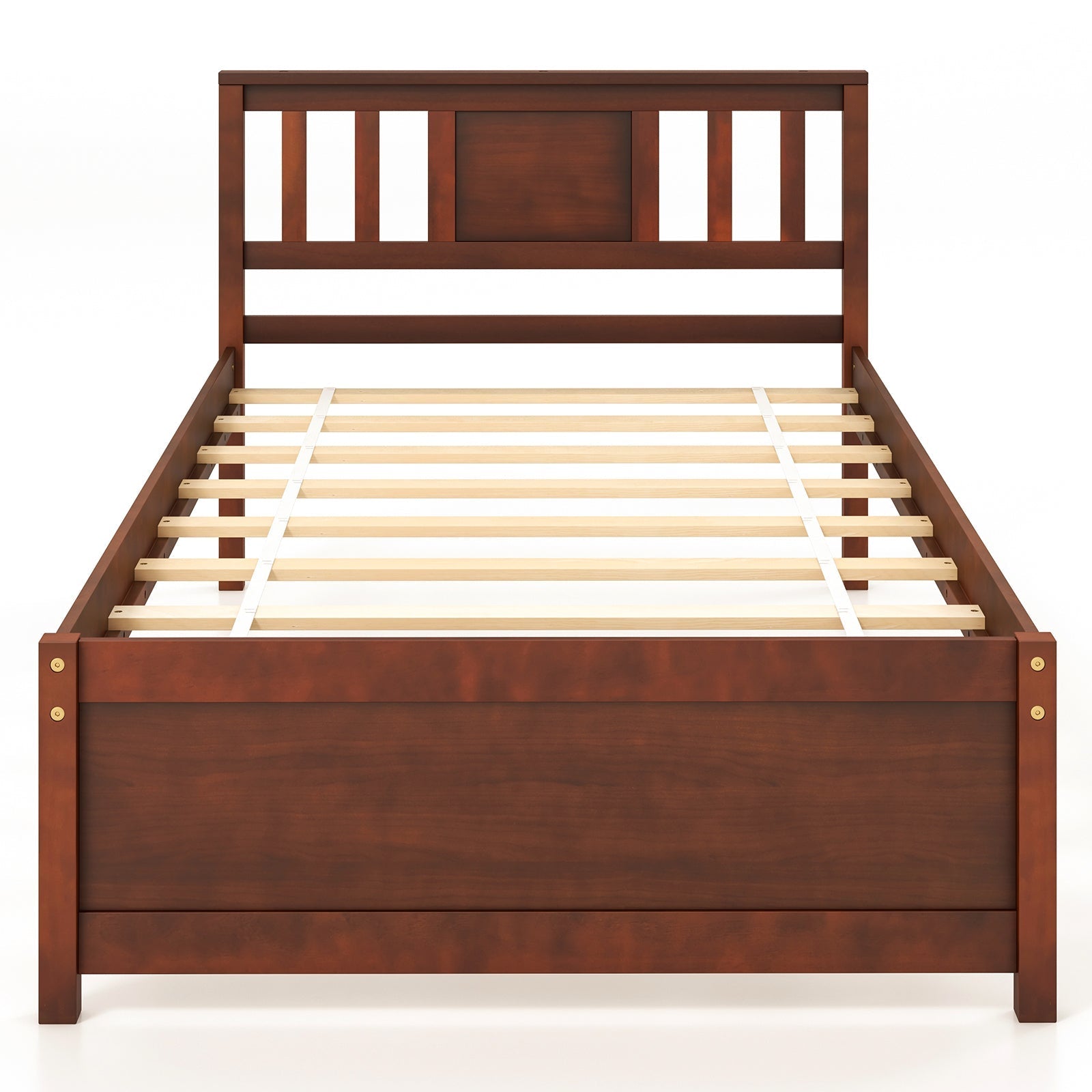 Wooden Platform Bed with Headboard and Slat Support-Queen Size