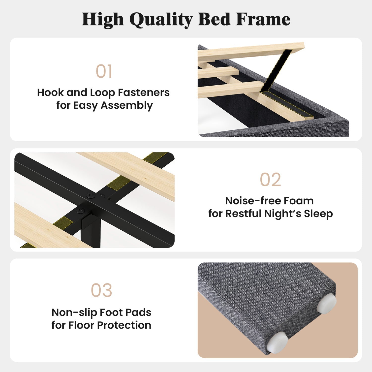 Upholstered Platform Bed with Adjustable Headboard - Twin Size