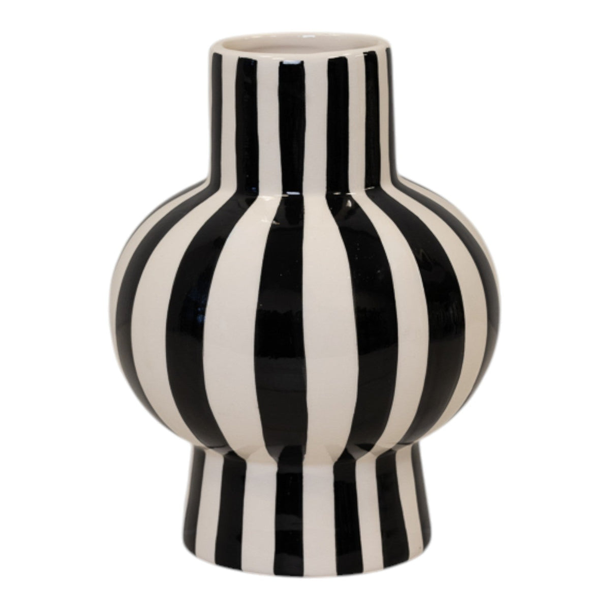 Black And White Striped Round Vase