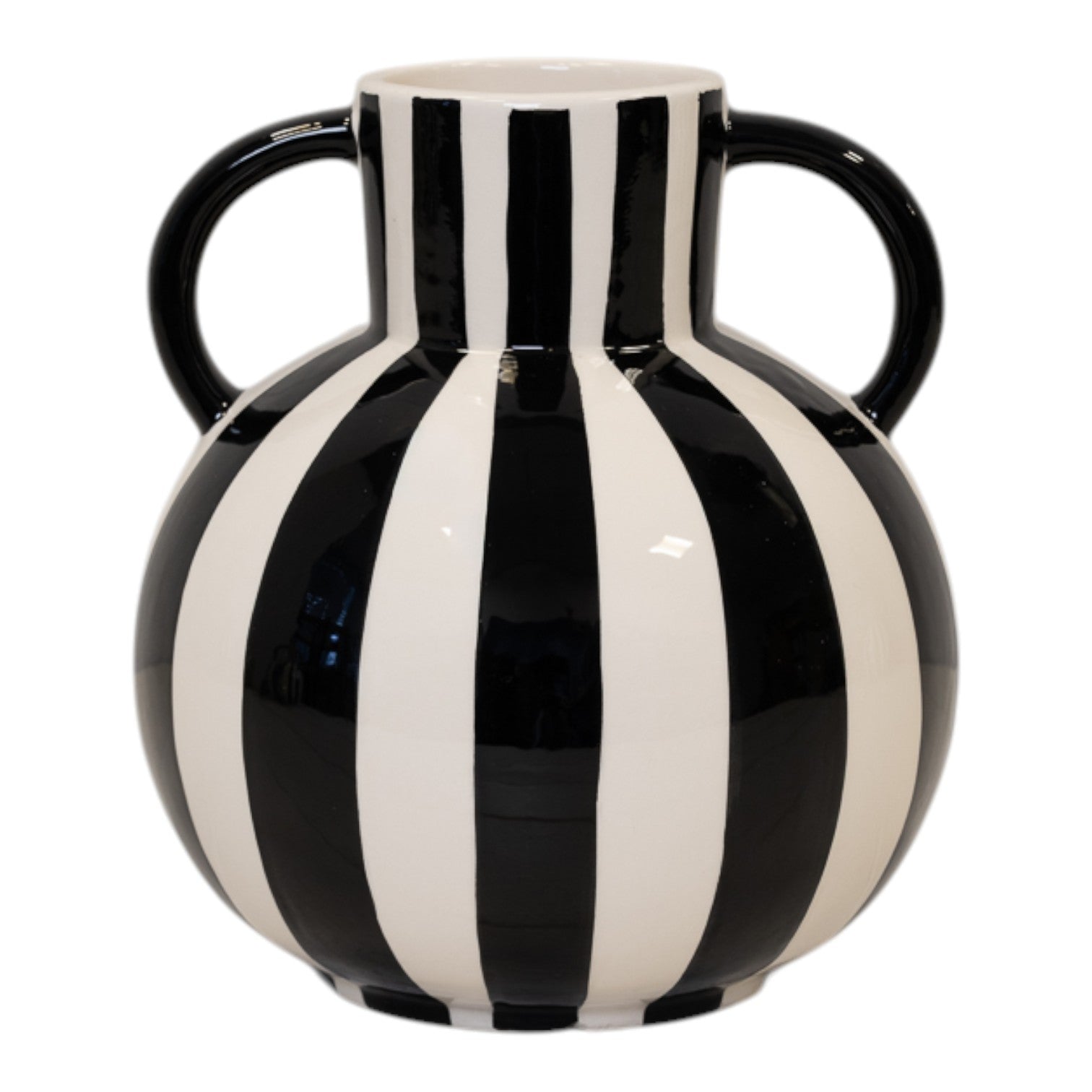 Black And White Striped Statement Vase.