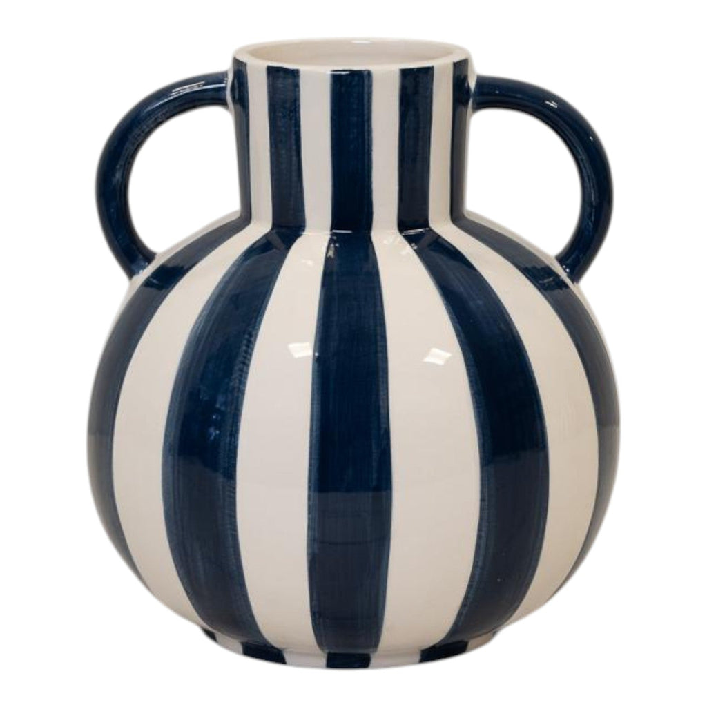 Deep Blue And White Statement Vase.