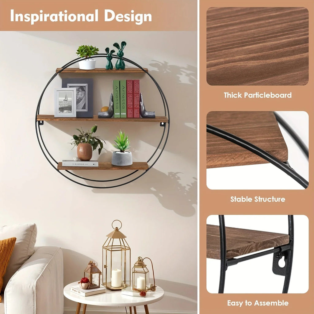 Wall Shelf - Floating Wood 3-Tier