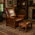 Craftsman / Mission Morris Arm Chair and Ottoman Set - Chestnut