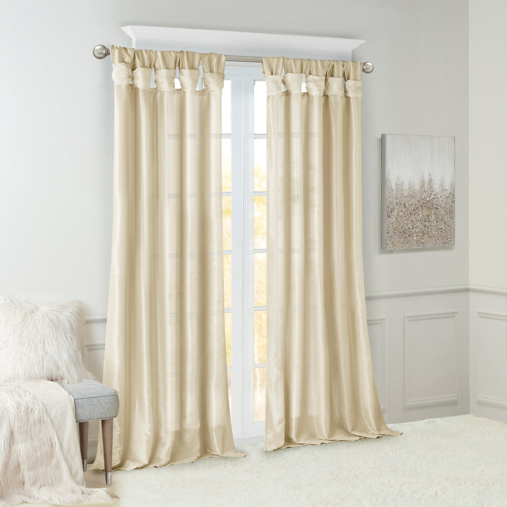 Twist Tab Lined Window Curtain Panel Champagne