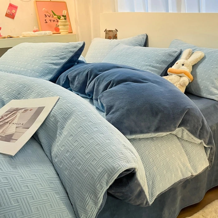 1pc Thicken Winter Super Warm Duvet Cover For Double Bed 3D Carving Milk Velvet Comforter Cover Queen funda nordica cama 150