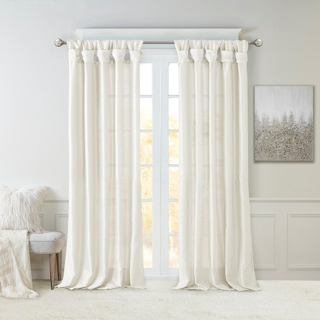 Twist Tab Lined Window Curtain Panel White 50x108