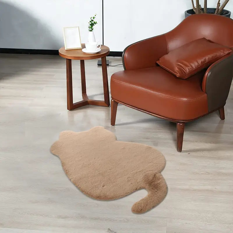 Animal Design Khaki Soft Bear Shaped Fluffy Rug