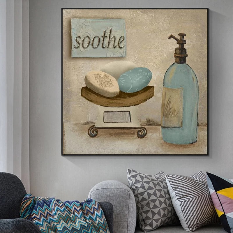 Modern Retro Bathroom Canvas Painting Mural Poster Wall